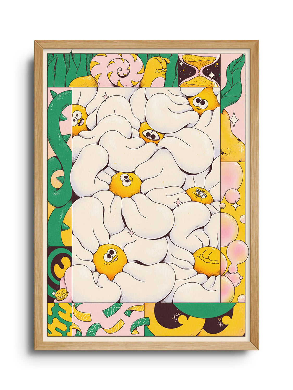 Fine art print "We Are Connected" by My Sunbeam displayed in a Natural Frame. |frame=Natural Frame|