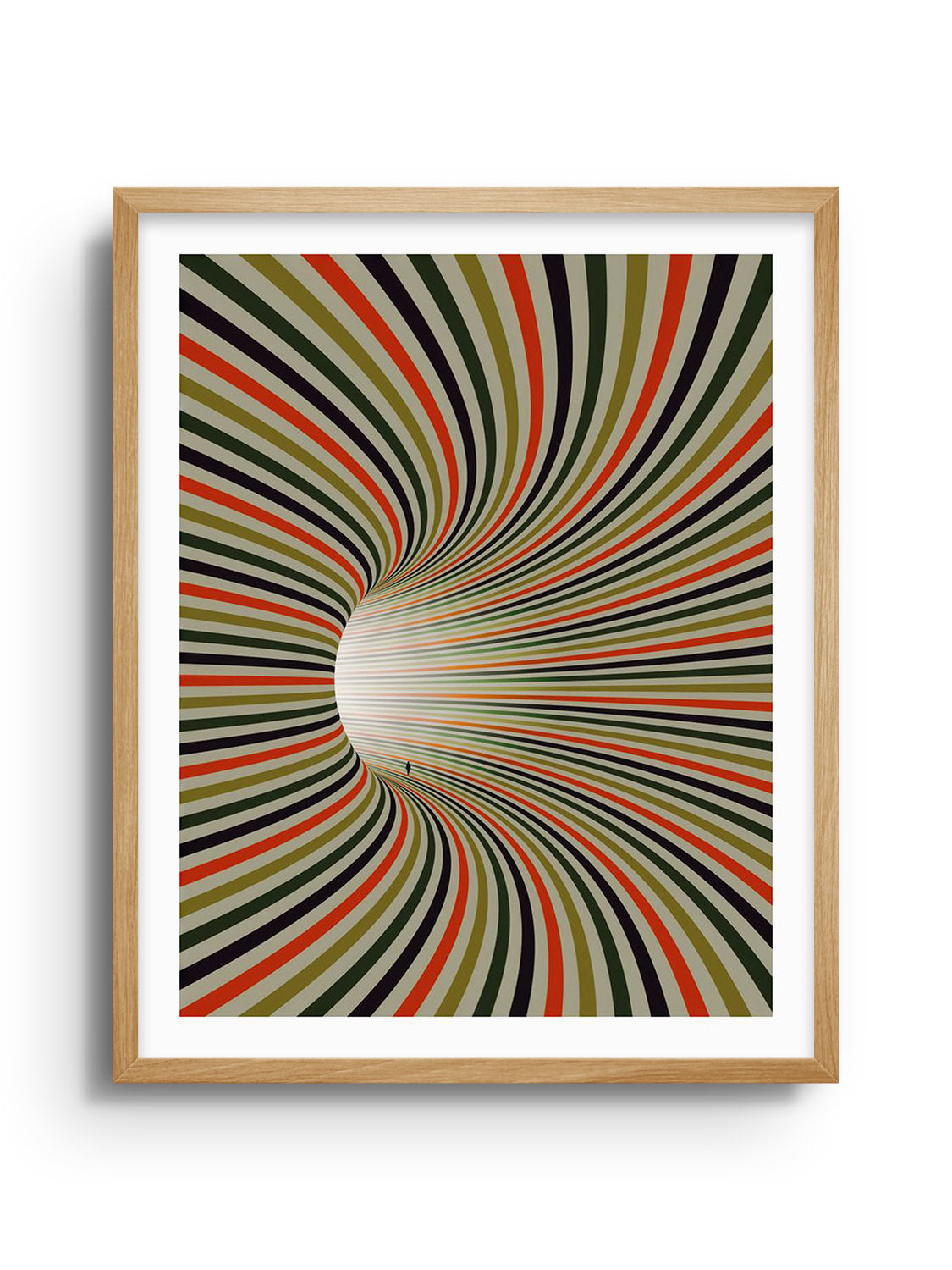 "Retrograde" fine art print by Michael Strevens in a natural frame, showcasing modern abstract design.