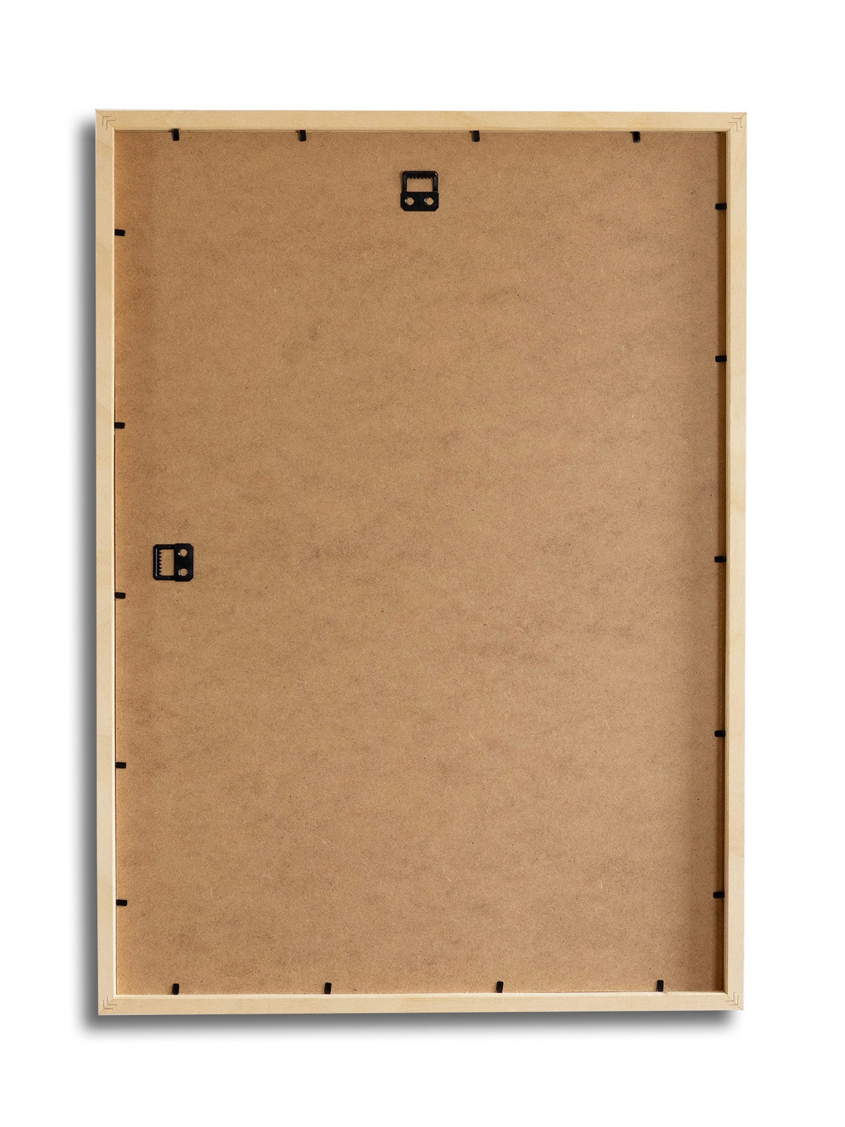 The back of a wooden picture frame