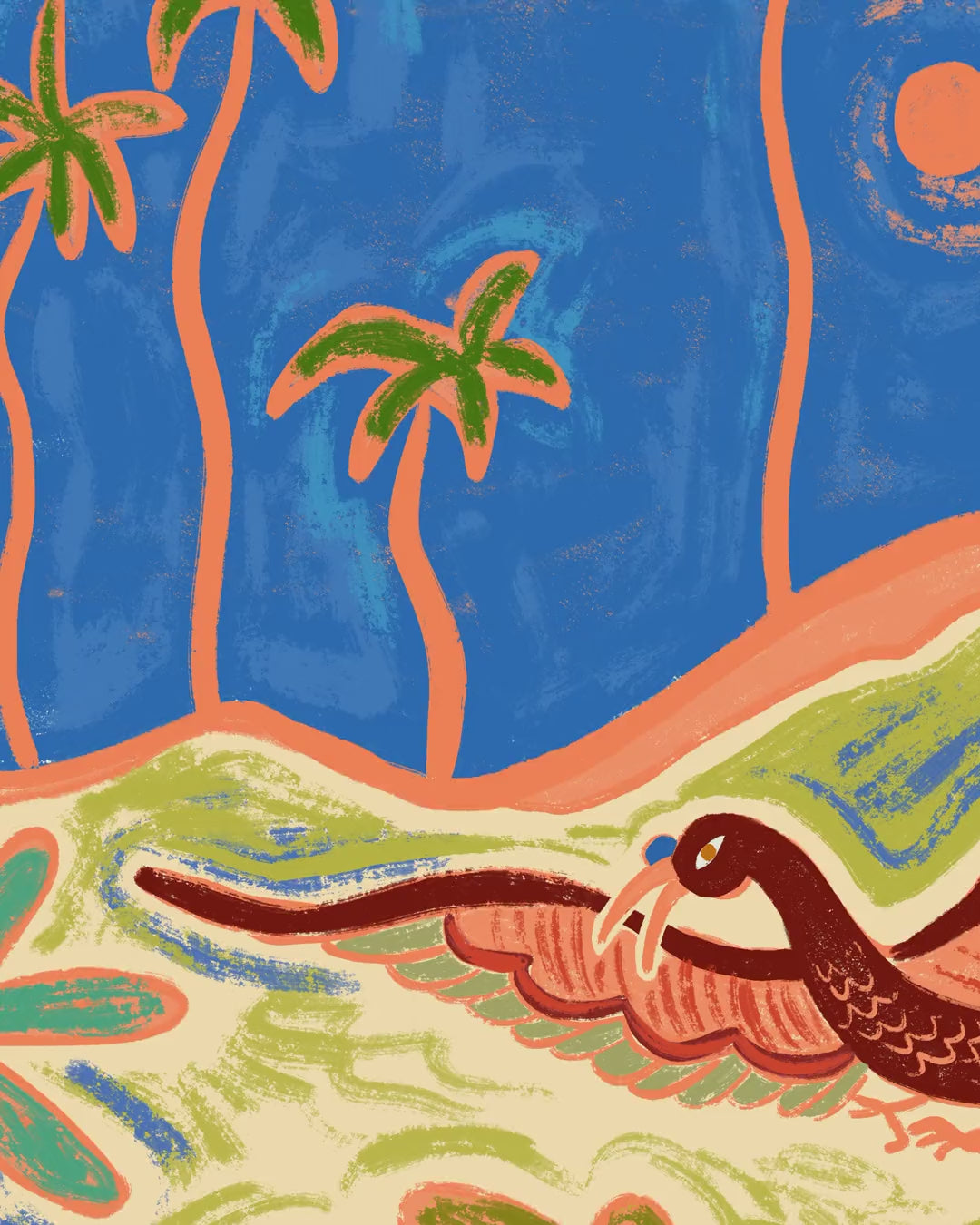 Close-up detail scan of "Wild World" by Arty Guava