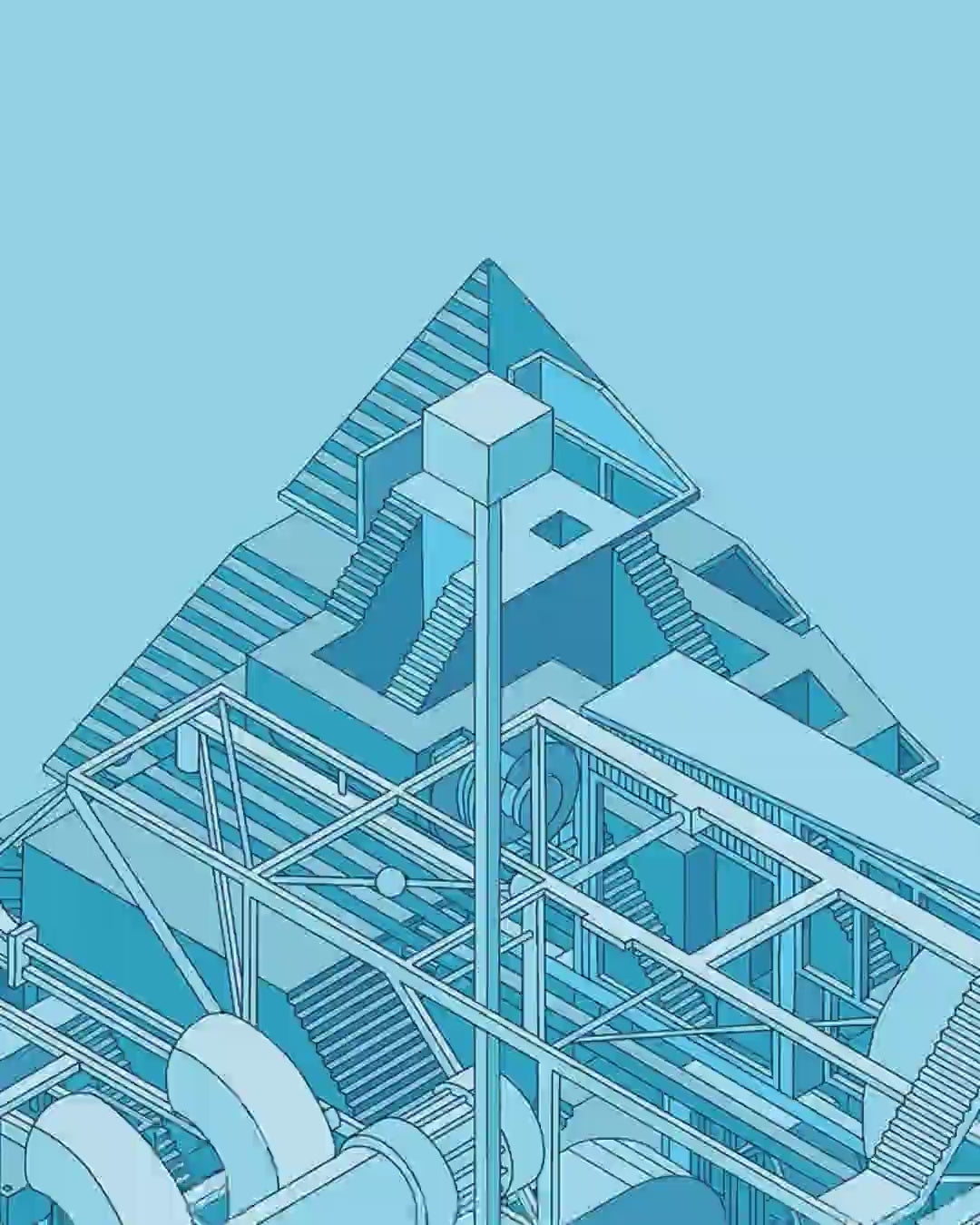 Close-up detail scan of "Emotionally Unstable Pyramid" by Iván Casís Jr.