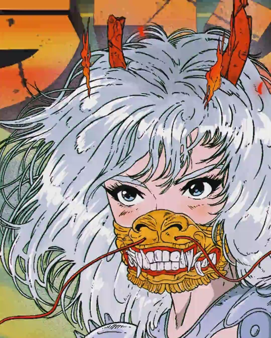 Close-up detail scan of "Year of The Dragon" by Jeremy Gdalia