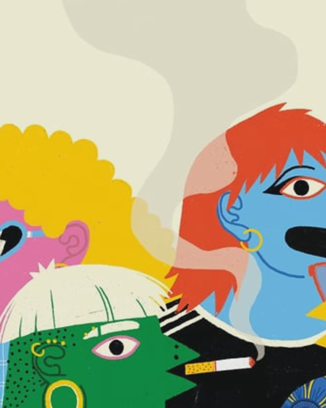 Close-up detail scan of "Dimanche Matin" by Petrouchkaka