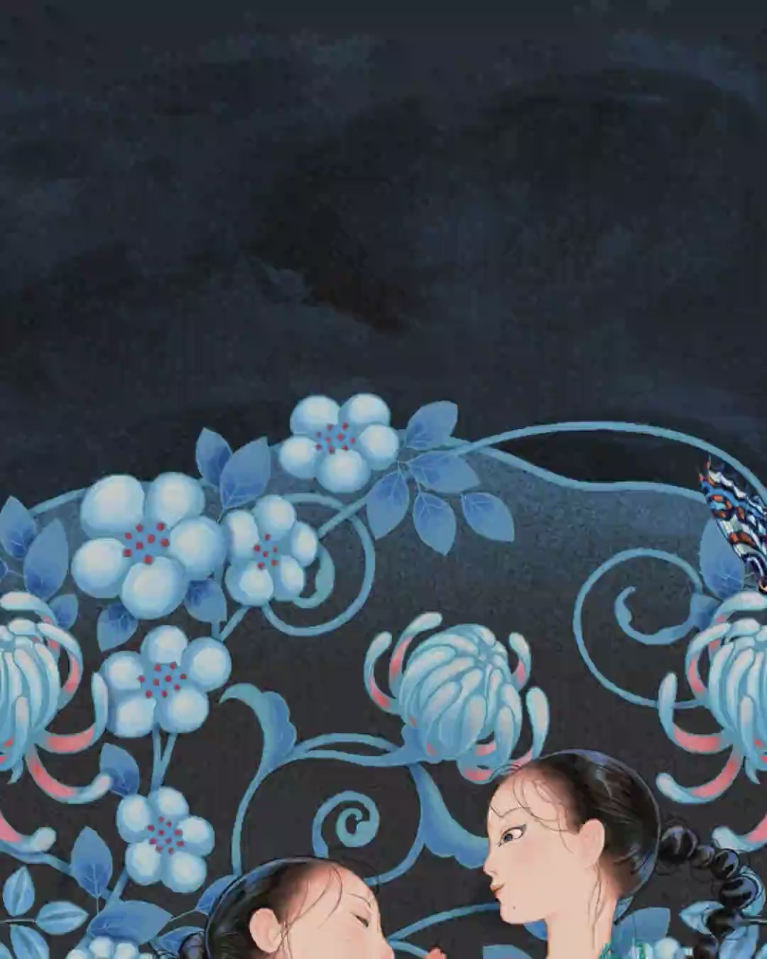 Close-up detail scan of "Garden of Blue" by Toma Nguyễn
