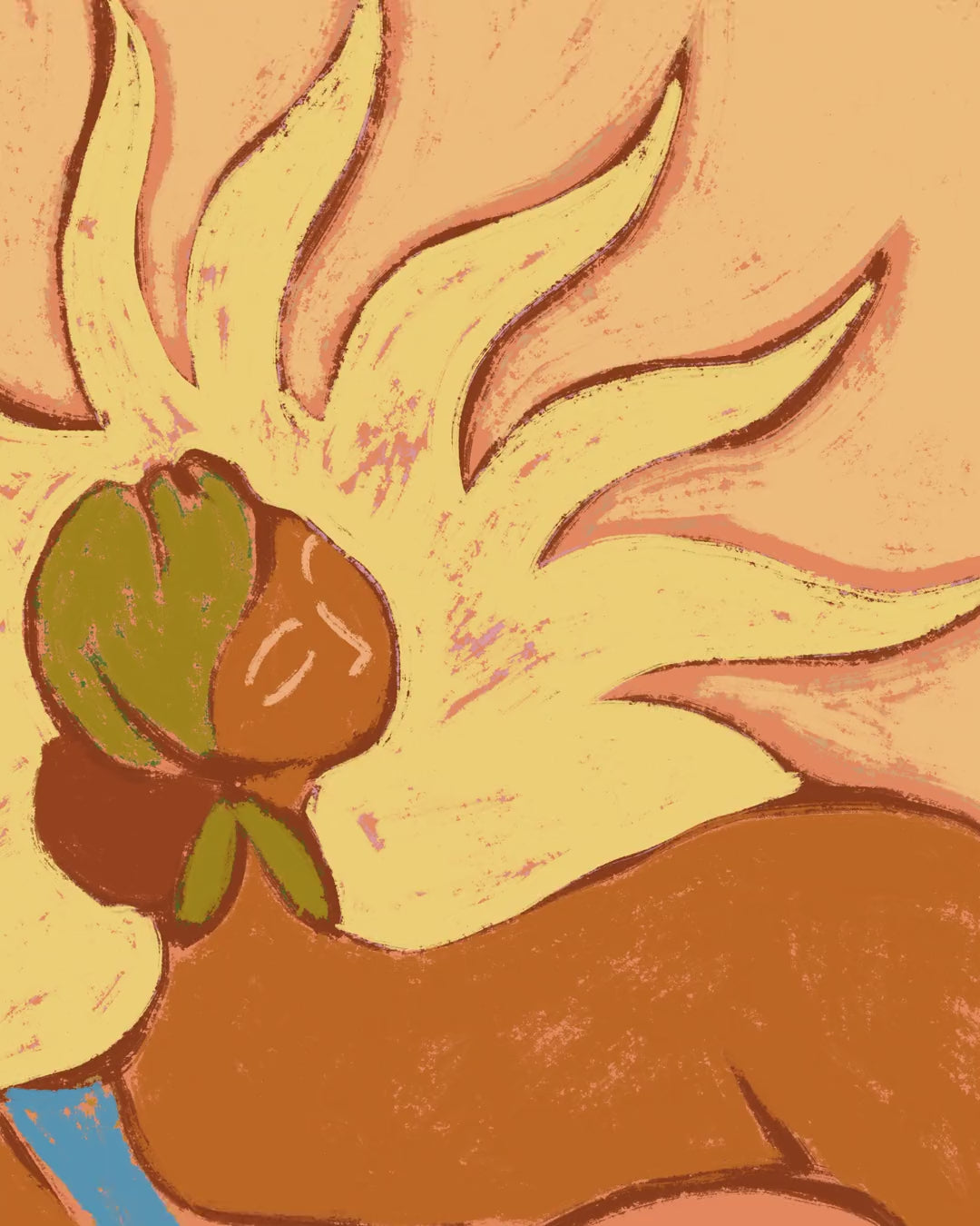 Close-up detail scan of "She Is The Sun" by Arty Guava