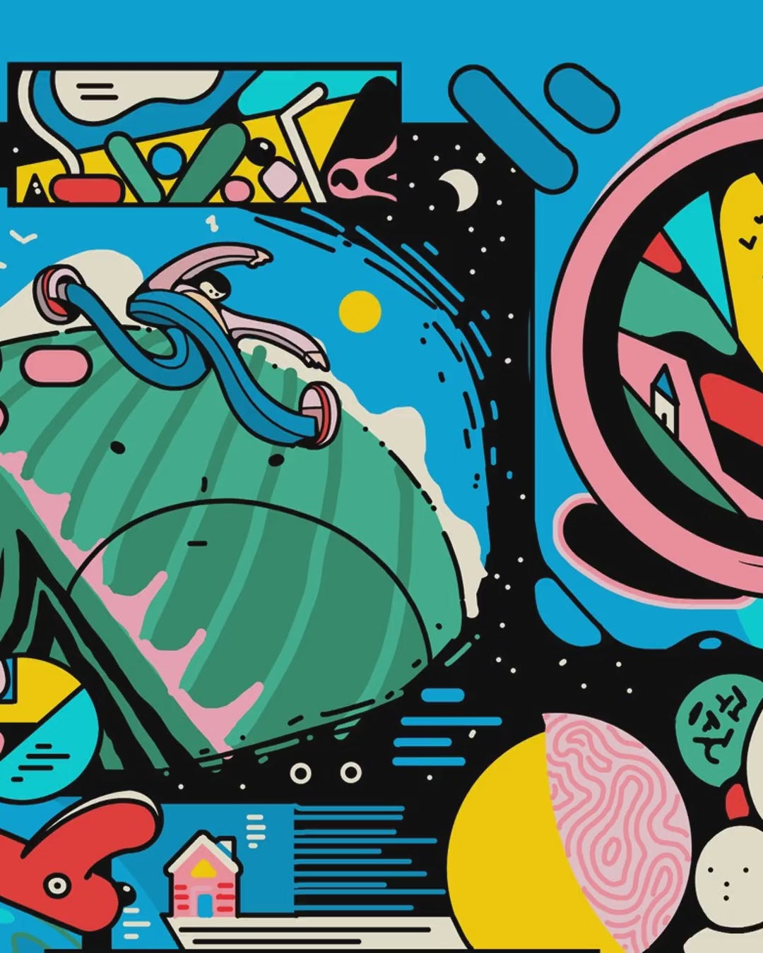 Abstract Cartoon Art Print - Gummyday by Ori Toor | East Side