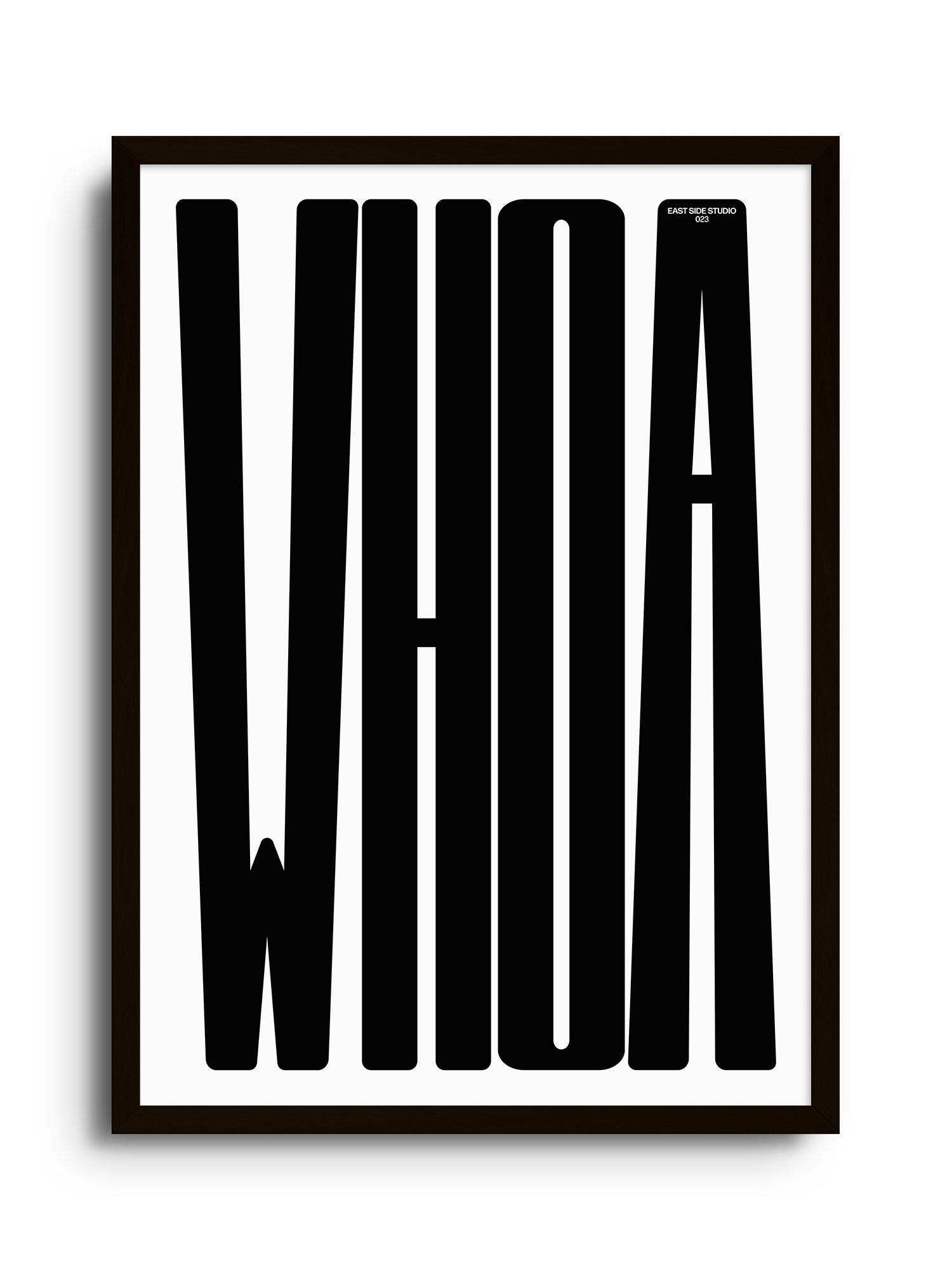 Minimalist Typography Art Print - WHOA - Black | East Side Studio London